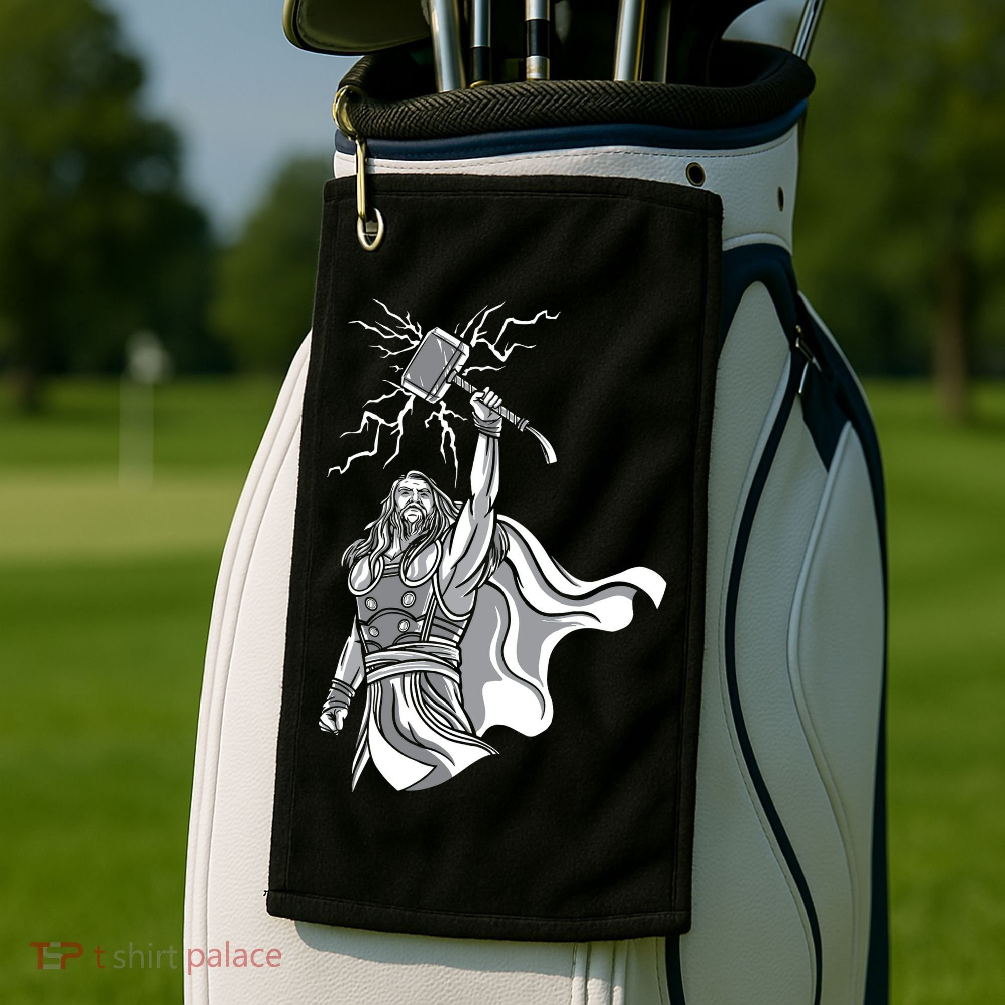 Mighty Thor With Hammer Golf Towel