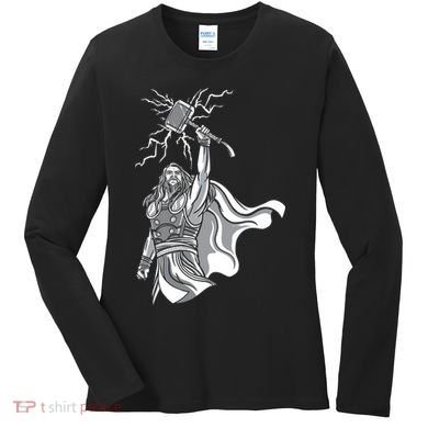 Mighty Thor With Hammer Women's Long Sleeve Shirt