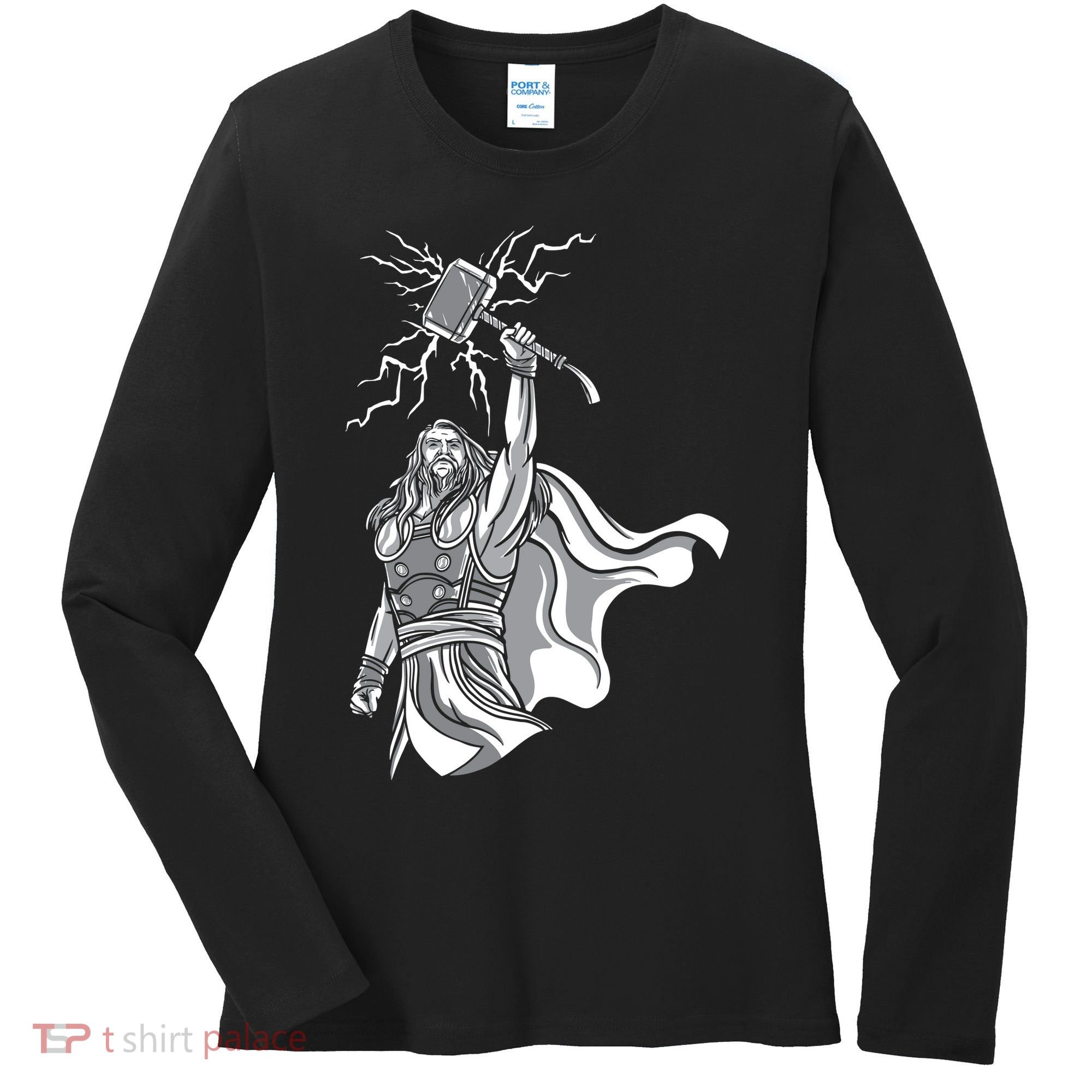 Mighty Thor With Hammer Women's Long Sleeve Shirt