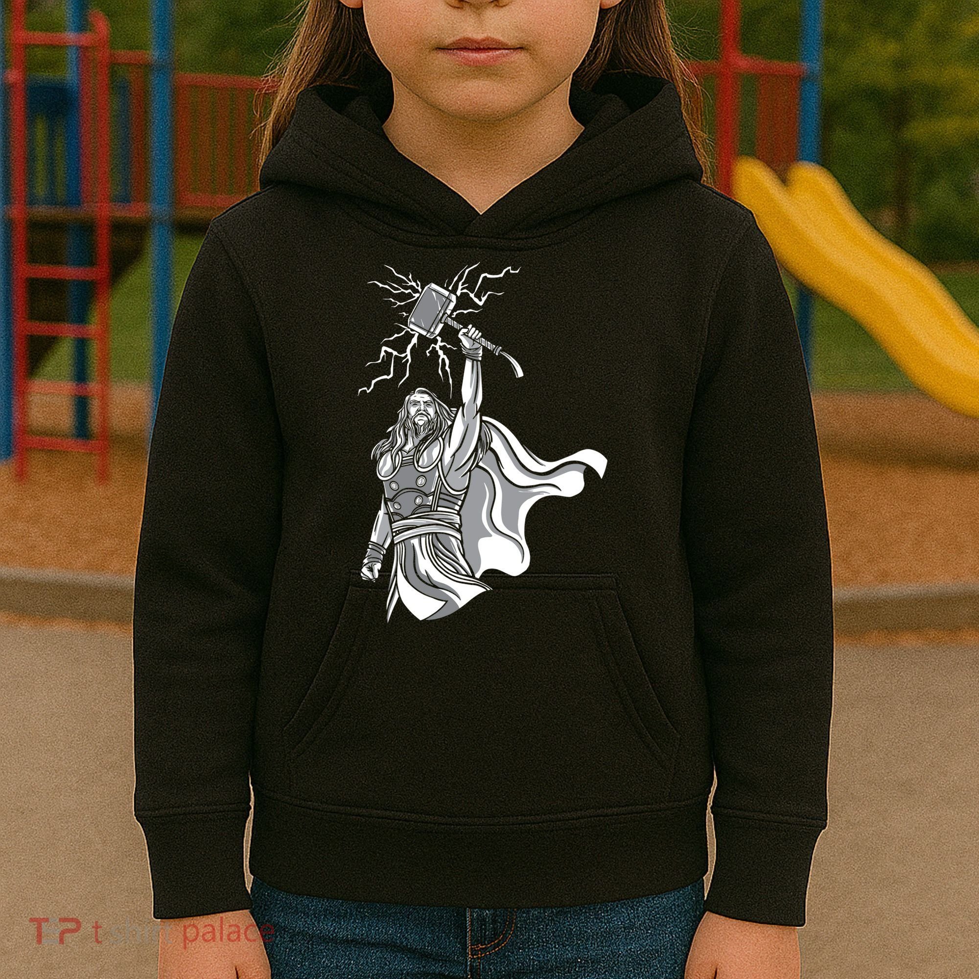 Mighty Thor With Hammer Kids Hoodie