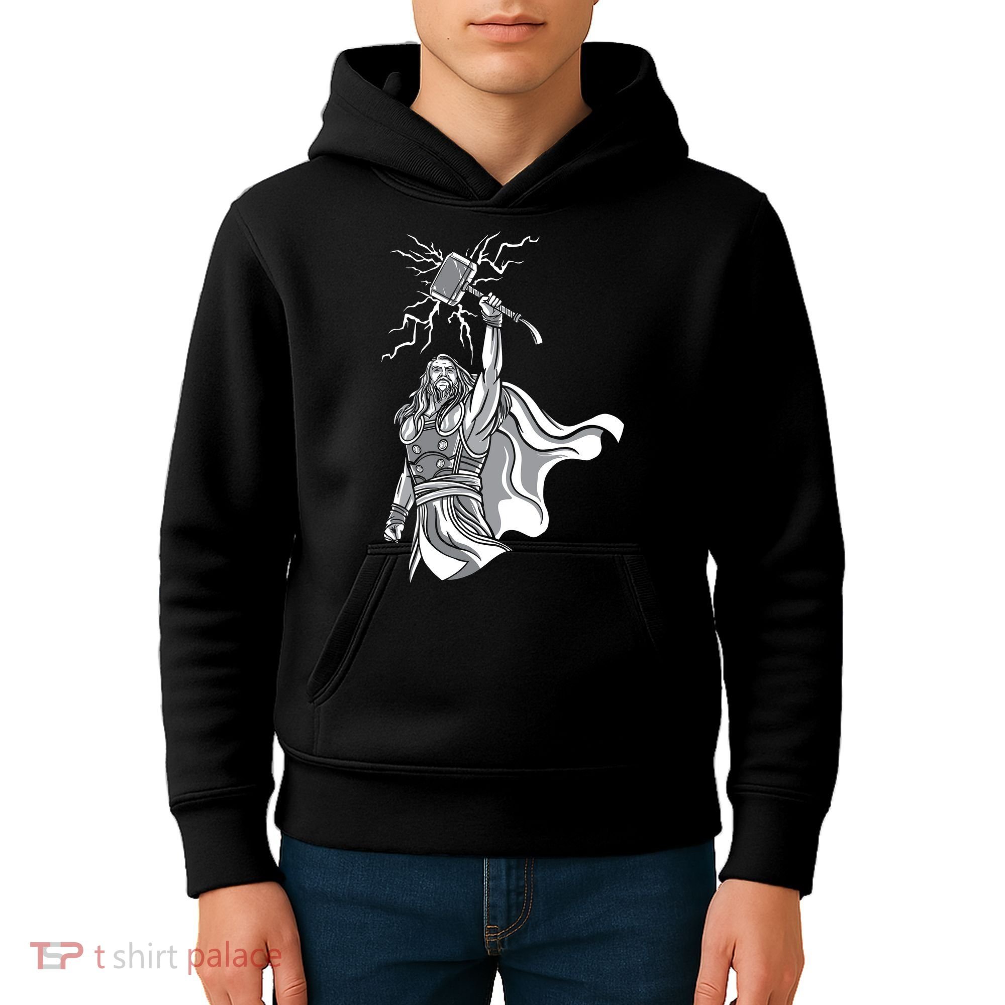 Mighty Thor With Hammer Kids Hoodie