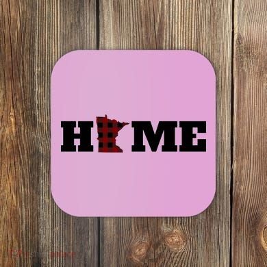 Minnesota Is Home Buffalo Plaid State Pride Gift Coaster