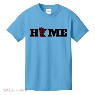 Minnesota Is Home Buffalo Plaid State Pride Gift Kids T-Shirt