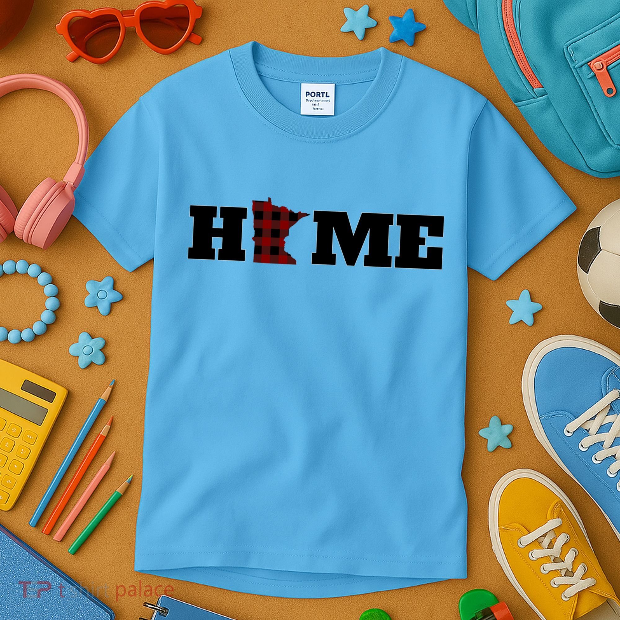 Minnesota Is Home Buffalo Plaid State Pride Gift Kids T-Shirt