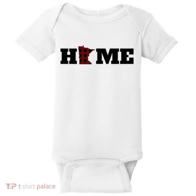 Minnesota Is Home Buffalo Plaid State Pride Gift Baby Bodysuit