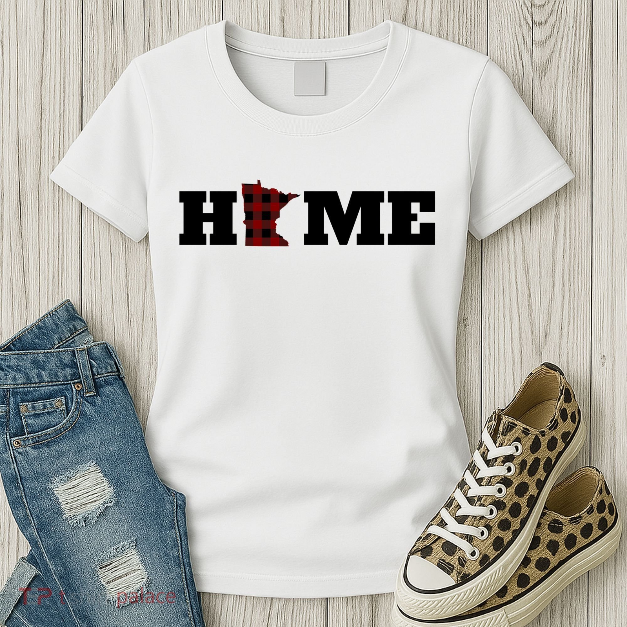 Minnesota Is Home Buffalo Plaid State Pride Gift Women's T-Shirt