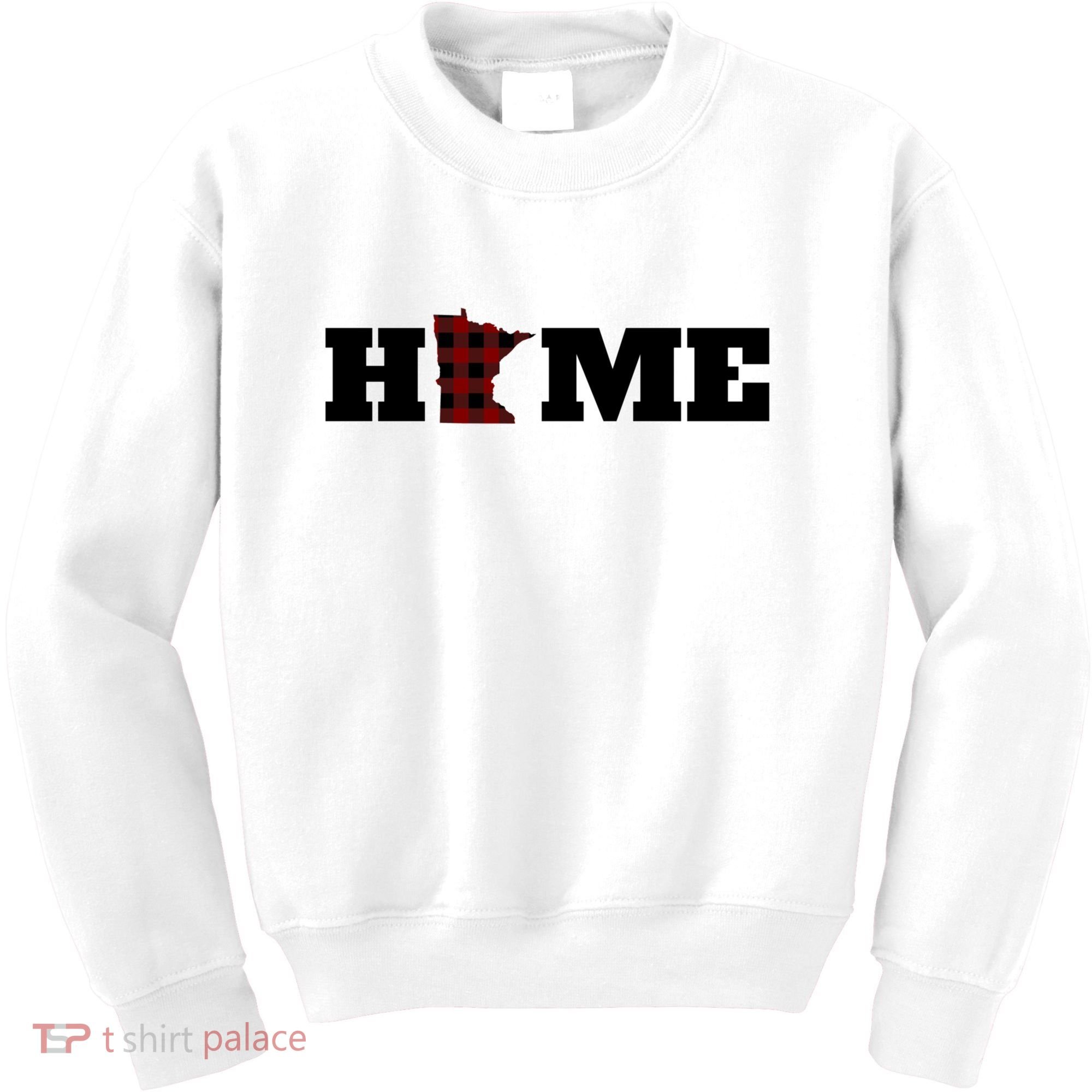 Minnesota Is Home Buffalo Plaid State Pride Gift Kids Sweatshirt