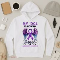 My Idol Is Now My Angel AlzheimerS Awareness Month Hoodie thumb 3