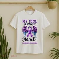 My Idol Is Now My Angel AlzheimerS Awareness Month T-Shirt thumb 2