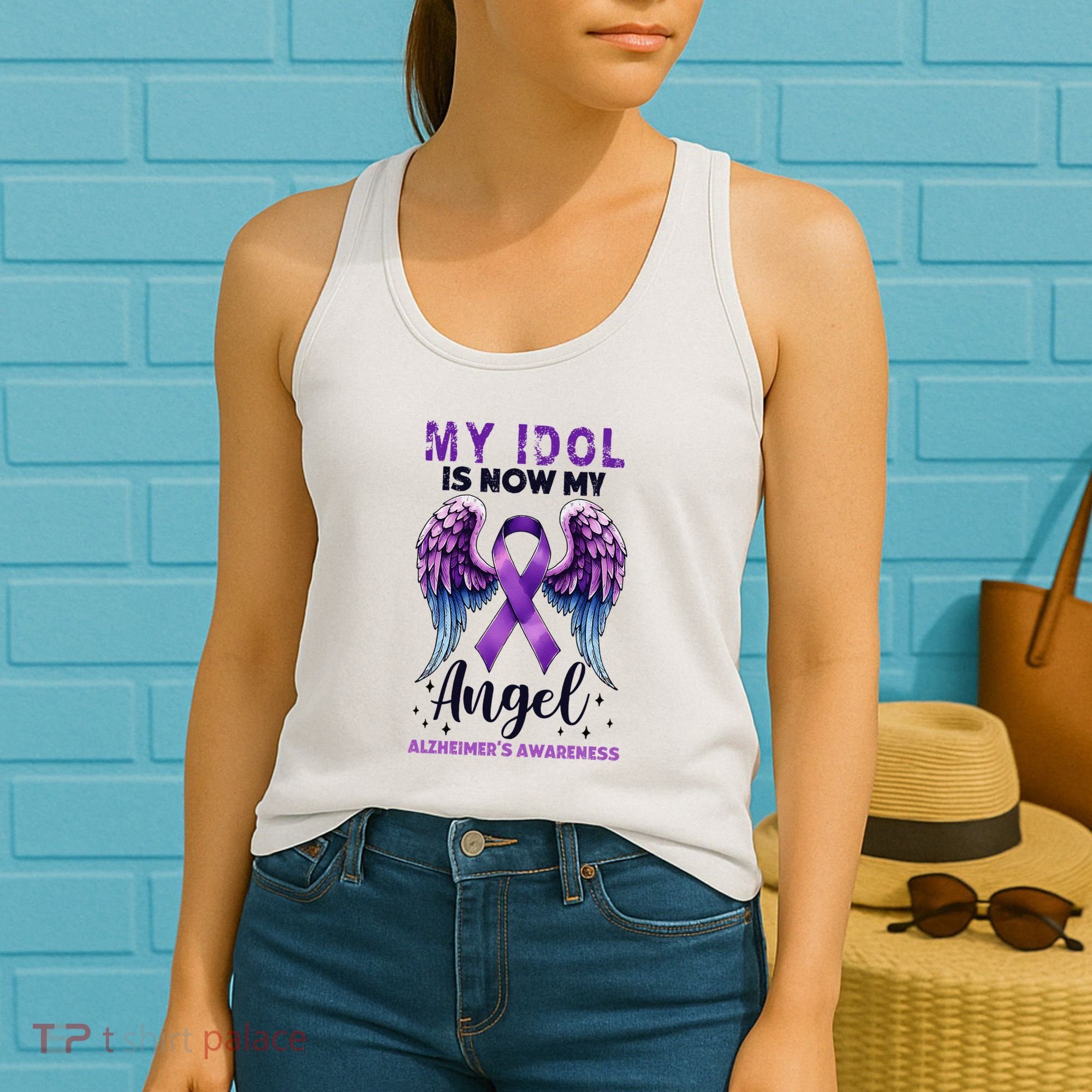 My Idol Is Now My Angel AlzheimerS Awareness Month Women's Tank Top