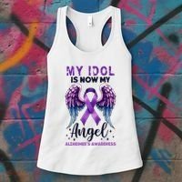 My Idol Is Now My Angel AlzheimerS Awareness Month Women's Tank Top thumb 3