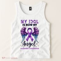 My Idol Is Now My Angel AlzheimerS Awareness Month Tank Top thumb 2