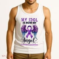 My Idol Is Now My Angel AlzheimerS Awareness Month Tank Top thumb 3