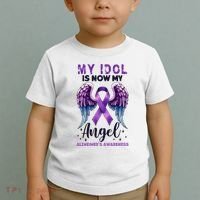 My Idol Is Now My Angel AlzheimerS Awareness Month Toddler T-Shirt thumb 2