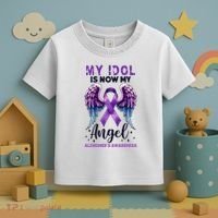 My Idol Is Now My Angel AlzheimerS Awareness Month Toddler T-Shirt thumb 3