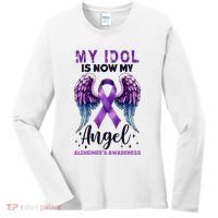 My Idol Is Now My Angel AlzheimerS Awareness Month Women's Long Sleeve Shirt thumb 0