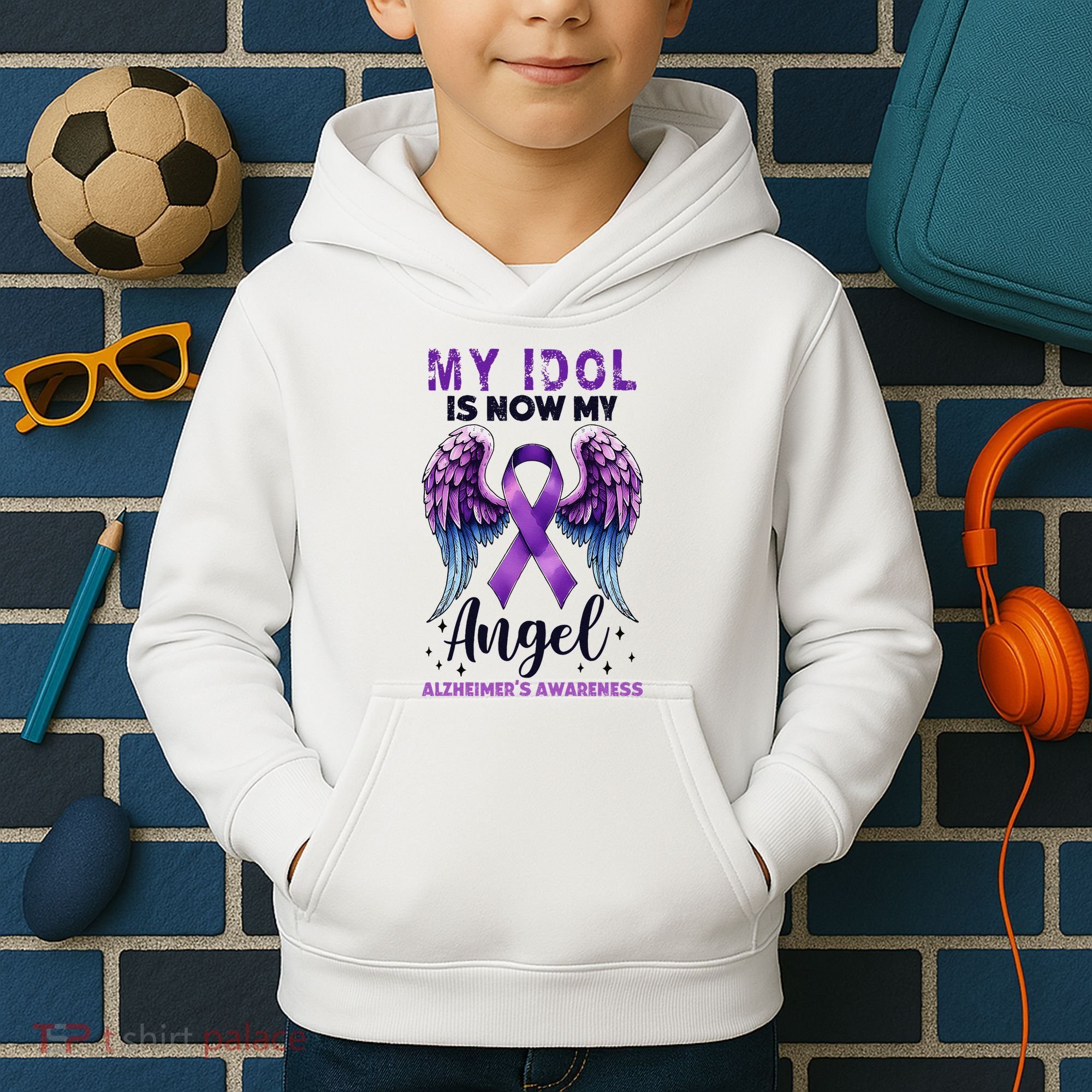My Idol Is Now My Angel AlzheimerS Awareness Month Kids Hoodie
