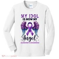 My Idol Is Now My Angel AlzheimerS Awareness Month Kids Long Sleeve Shirt thumb 0