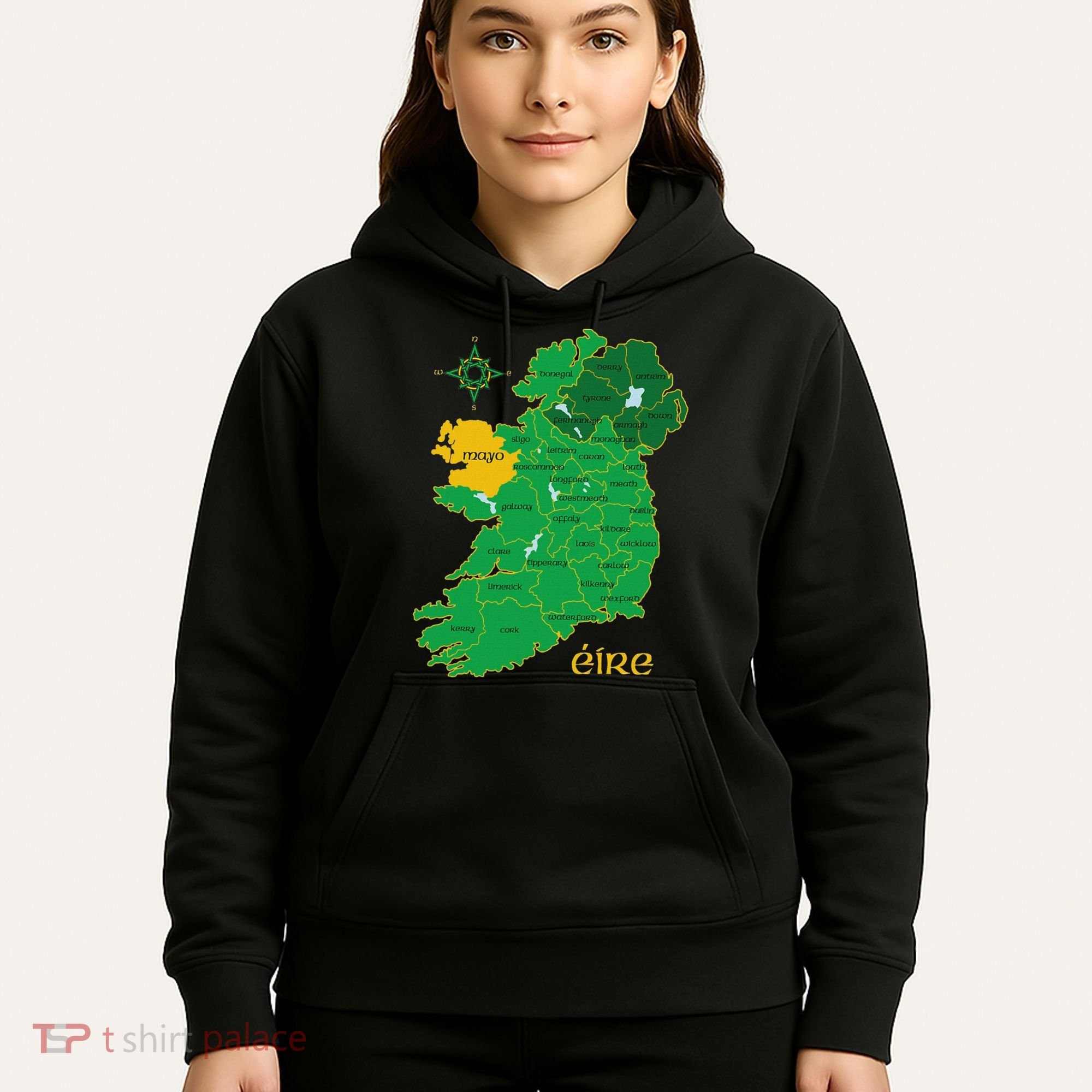 Mayo Ireland Irish County Map Eire Irish Travel Hoodie