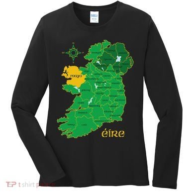 Mayo Ireland Irish County Map Eire Irish Travel Women's Long Sleeve Shirt