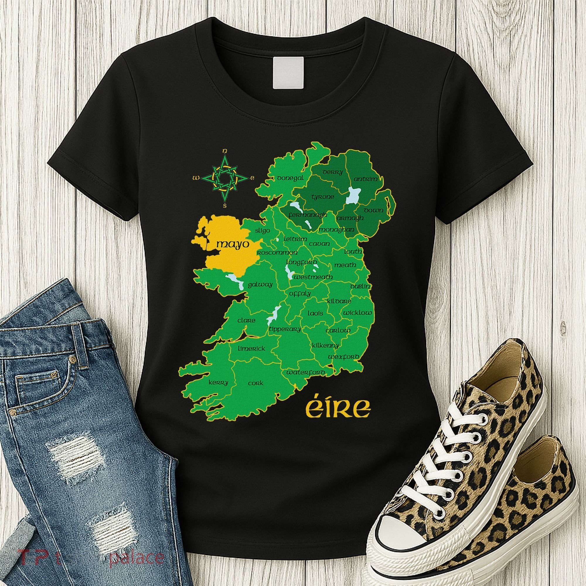 Mayo Ireland Irish County Map Eire Irish Travel Women's T-Shirt