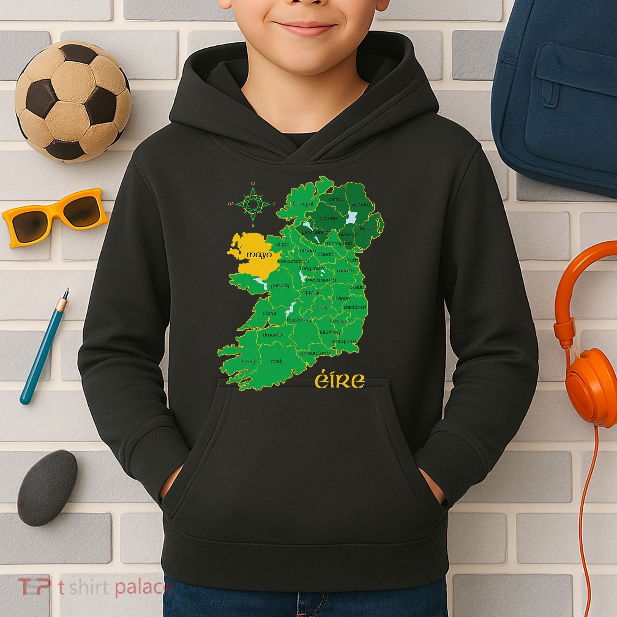 Mayo Ireland Irish County Map Eire Irish Travel Kids Hoodie