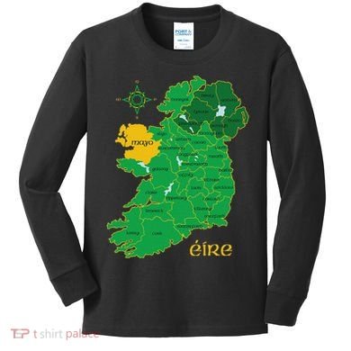 Mayo Ireland Irish County Map Eire Irish Travel Kids Long Sleeve Shirt