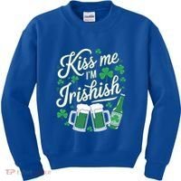 Me I’M Irishish Funny St Patrick’S Day Beer Ing Meaningful Gift Kids Sweatshirt thumb 0