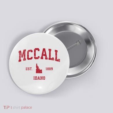 Mccall Idaho Id Vintage Sports Button