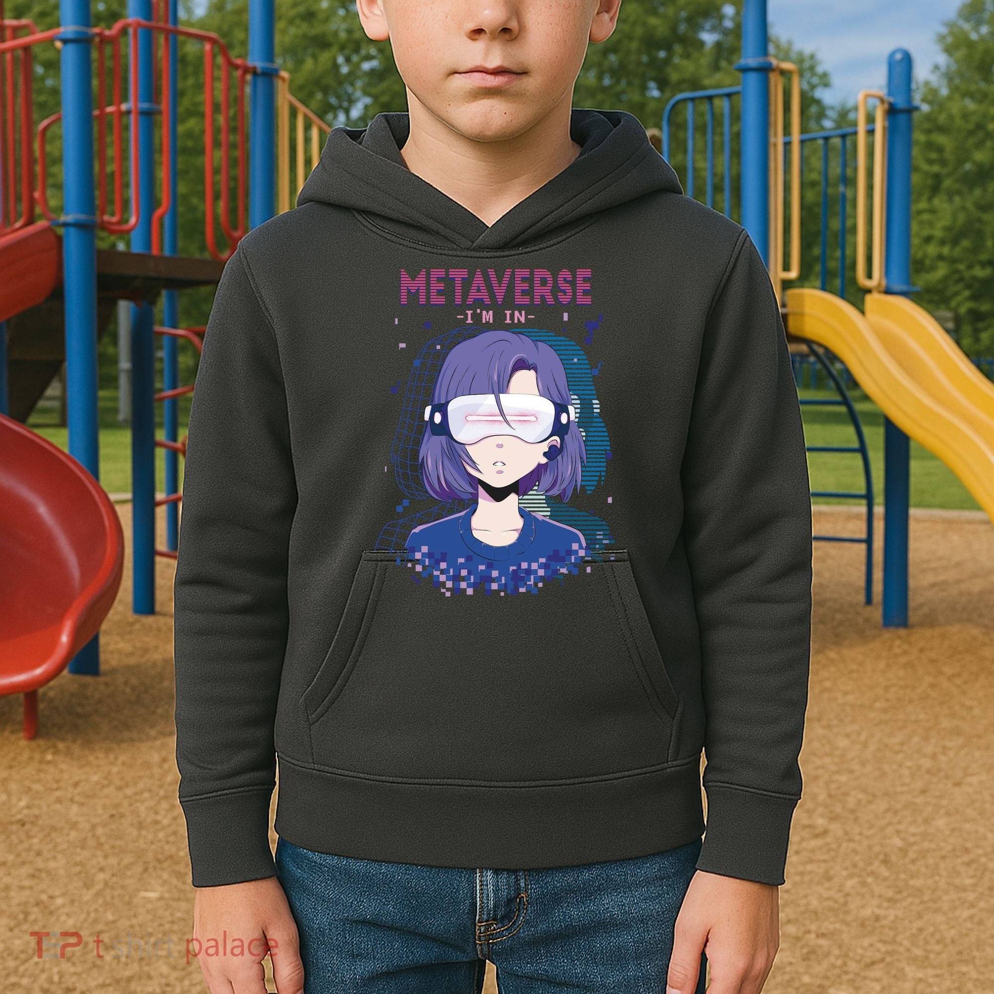 Metaverse I'm In Anime Kids Hoodie