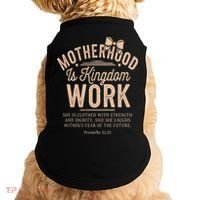 Motherhood Is Kingdom Work Coquette Bow Christian Mom Doggie Tank thumb 0