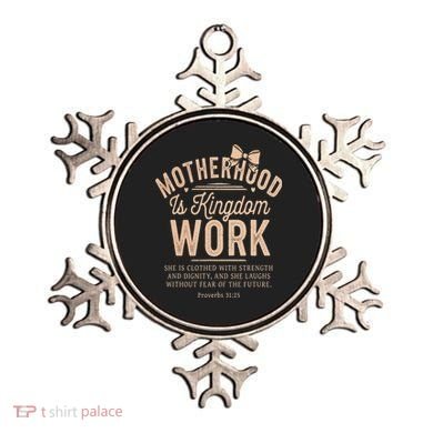Motherhood Is Kingdom Work Coquette Bow Christian Mom Ornament