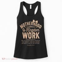 Motherhood Is Kingdom Work Coquette Bow Christian Mom Women's Tank Top thumb 0
