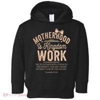 Motherhood Is Kingdom Work Coquette Bow Christian Mom Toddler Hoodie thumb 0