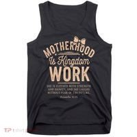 Motherhood Is Kingdom Work Coquette Bow Christian Mom Tank Top thumb 0