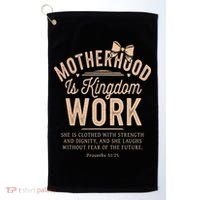 Motherhood Is Kingdom Work Coquette Bow Christian Mom Golf Towel thumb 0