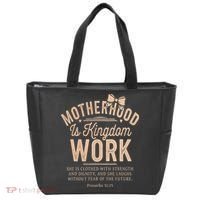 Motherhood Is Kingdom Work Coquette Bow Christian Mom Tote Bag thumb 0