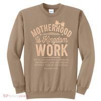 Motherhood Is Kingdom Work Coquette Bow Christian Mom Sweatshirt thumb 0