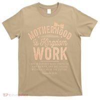 Motherhood Is Kingdom Work Coquette Bow Christian Mom T-Shirt thumb 0
