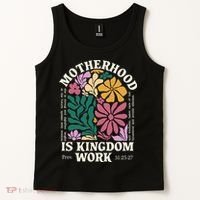 Motherhood Is Kingdom Work Retro Christian Mothers Day Tank Top thumb 2