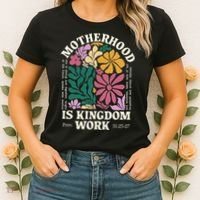 Motherhood Is Kingdom Work Retro Christian Mothers Day Women's T-Shirt thumb 2