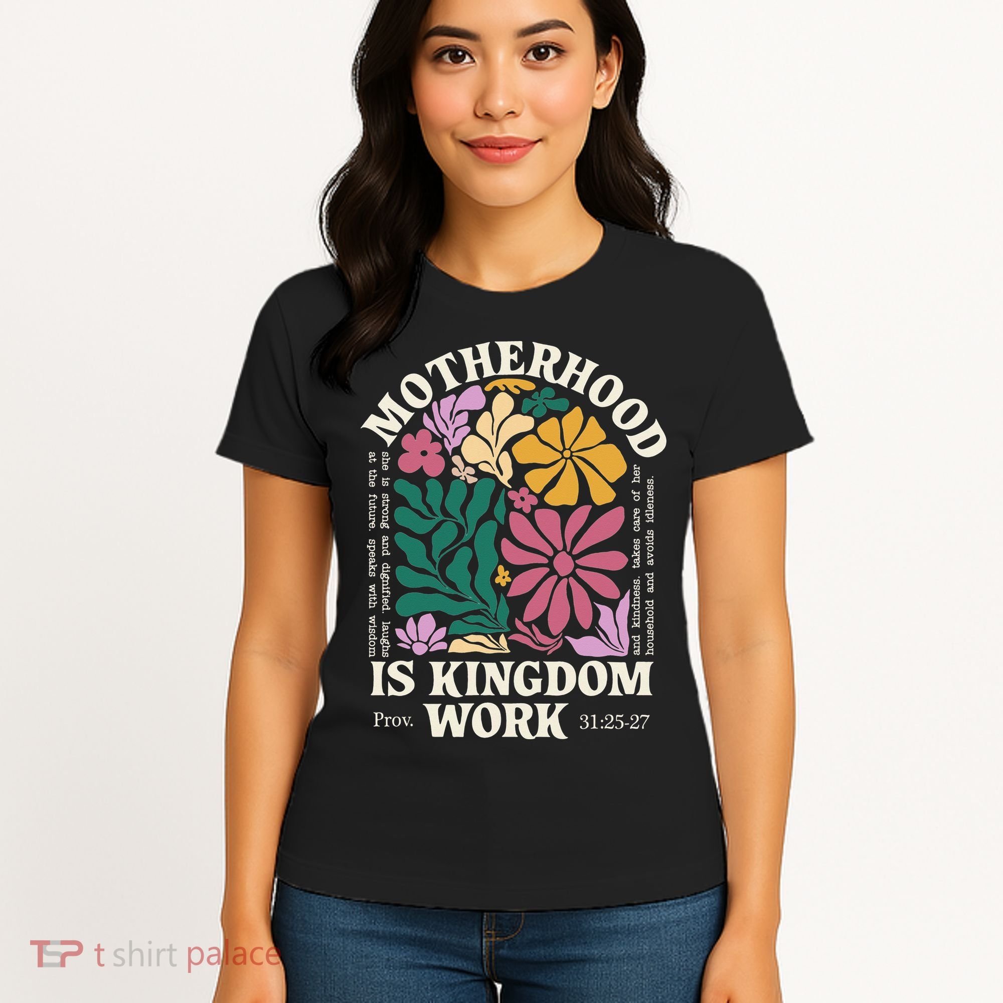 Motherhood Is Kingdom Work Retro Christian Mothers Day Women's T-Shirt