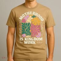 Motherhood Is Kingdom Work Retro Christian Mothers Day T-Shirt thumb 3