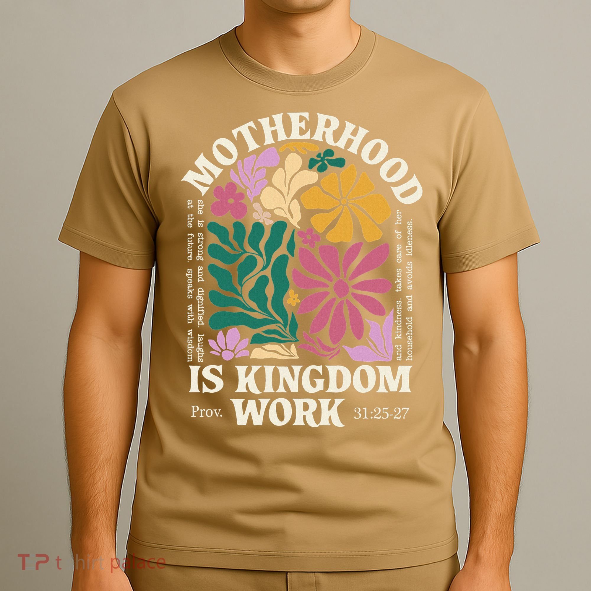 Motherhood Is Kingdom Work Retro Christian Mothers Day T-Shirt