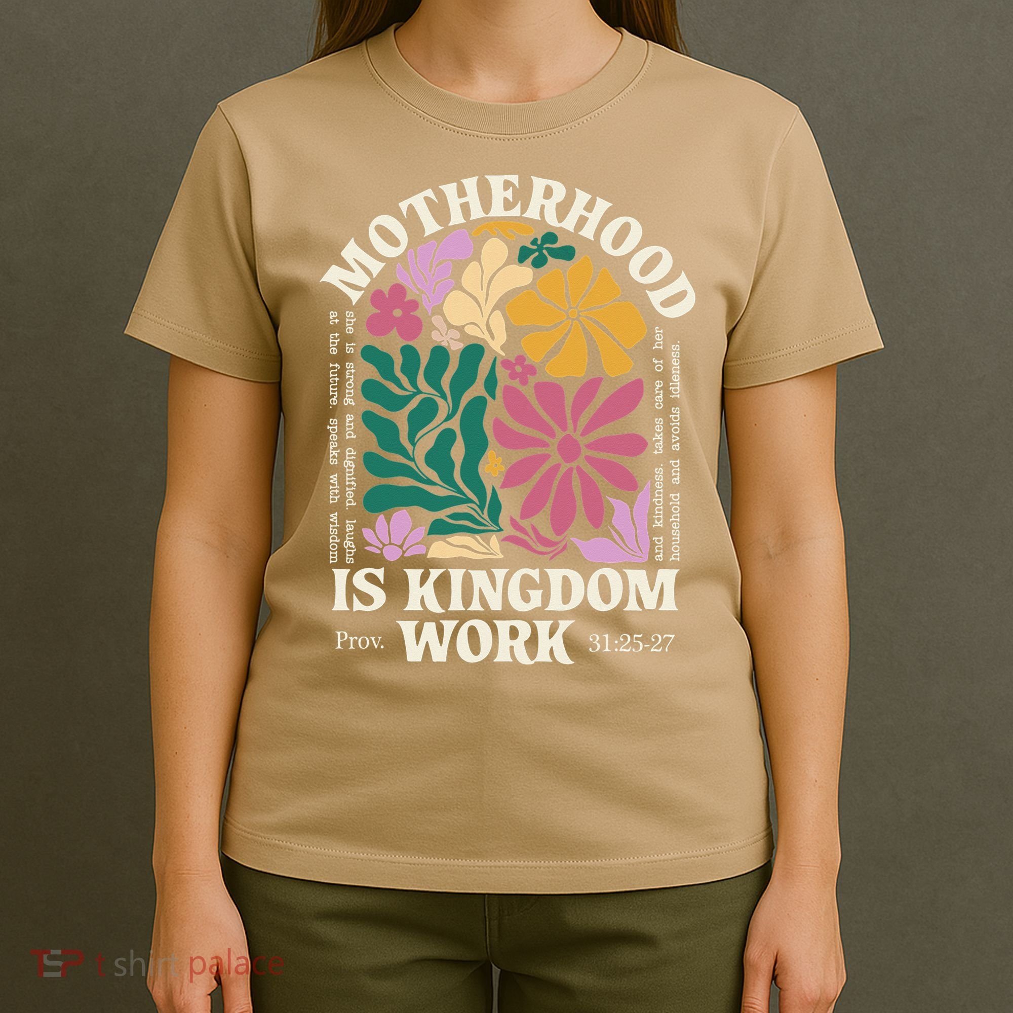 Motherhood Is Kingdom Work Retro Christian Mothers Day T-Shirt