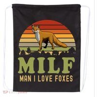 Man I Love Foxes Funny Milf Party Joke For Fox Lover Drawstring Bag thumb 0