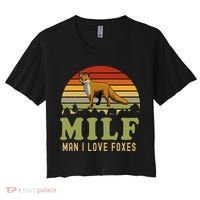 Man I Love Foxes Funny Milf Party Joke For Fox Lover Women's Crop Top Tee thumb 0