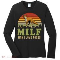 Man I Love Foxes Funny Milf Party Joke For Fox Lover Women's Long Sleeve Shirt thumb 0