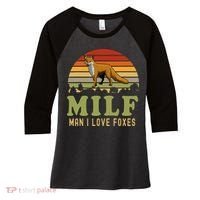Man I Love Foxes Funny Milf Party Joke For Fox Lover Women's Tri-Blend 3/4-Sleeve Raglan Shirt thumb 0