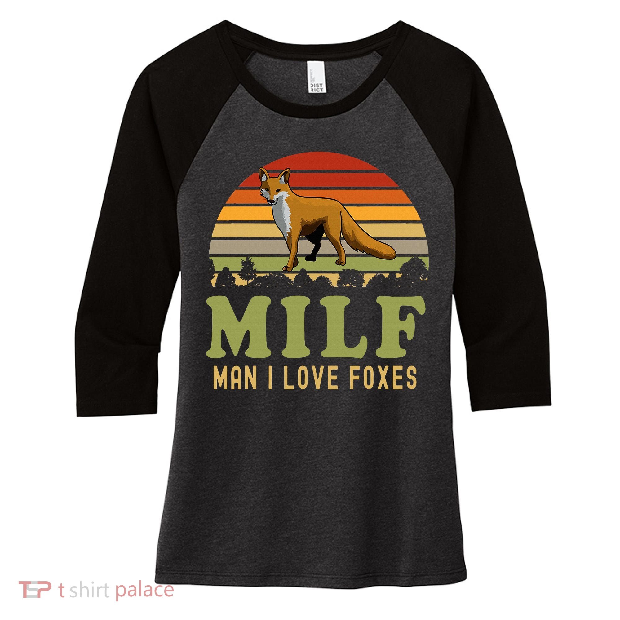Man I Love Foxes Funny Milf Party Joke For Fox Lover Women's Tri-Blend 3/4-Sleeve Raglan Shirt
